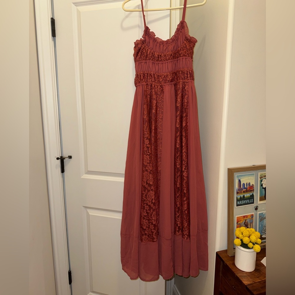 Elegant Rose Color Maxi Dress